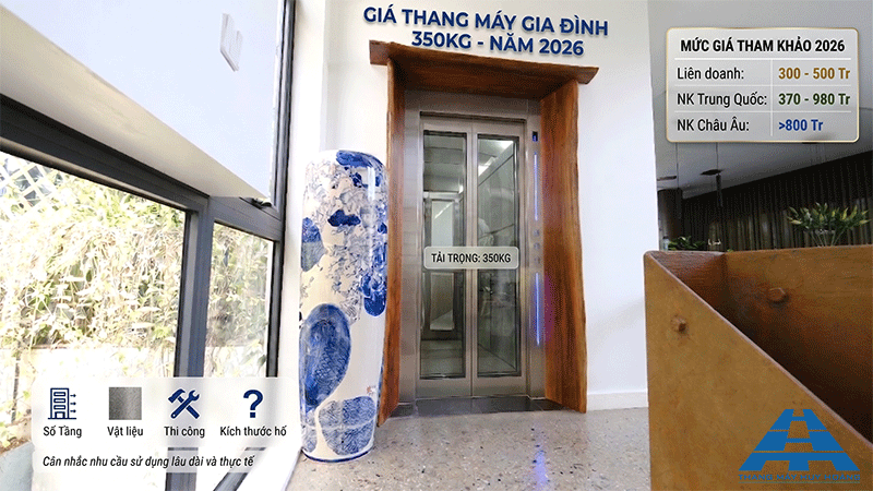 giá thang máy gia đình 350kg