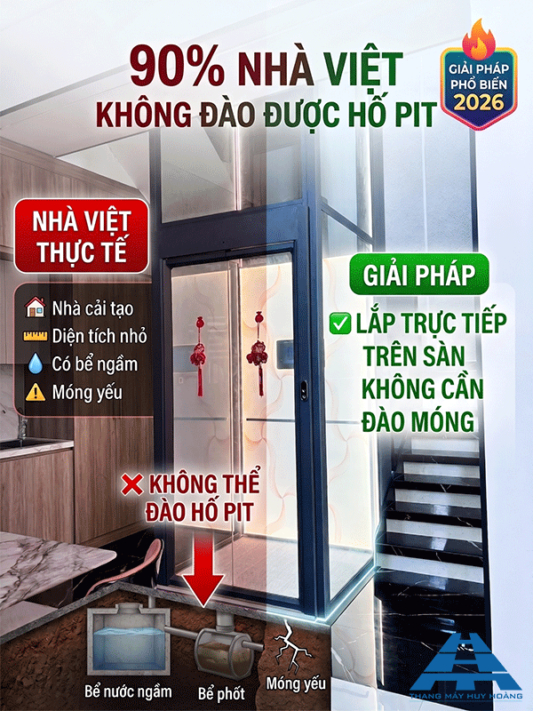 tại sao nhà việt nên chọn thang máy không hố pit