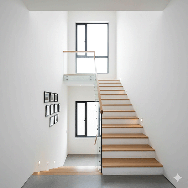 bố trí cầu thang trong nhà ống 5m
