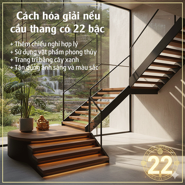 cách hoá giải nếu cầu thang 22 bậc