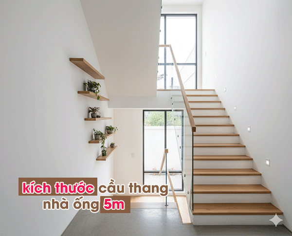 kích thước cầu thang nhà ống 5m