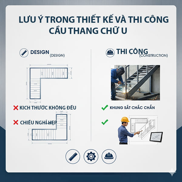 lưu ý khi thiết kế và thi công cầu thang chữ u