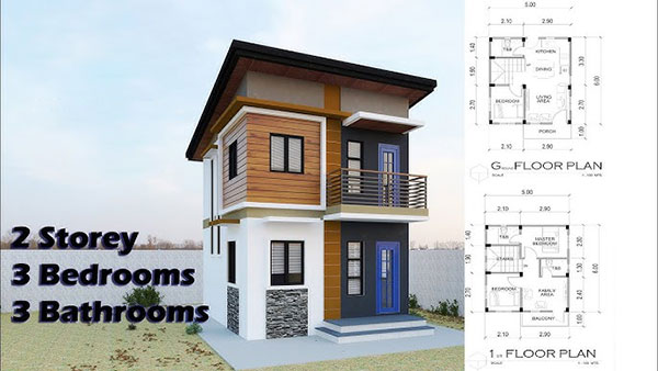 bản vẽ nhà ống 2 tầng