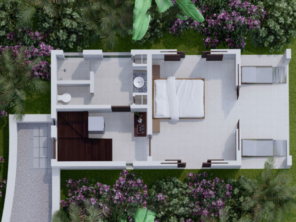 bố trí công năng nhà biệt thự 2 tầng 2