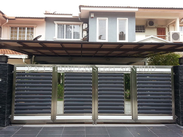 mẫu cổng inox 4 cánh đơn giản