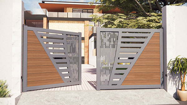 mẫu cổng sắt hộp 2 cánh hiện đại