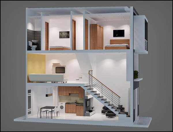 mẫu nhà 2 tầng đẹp giá 1 tỷ gác lửng
