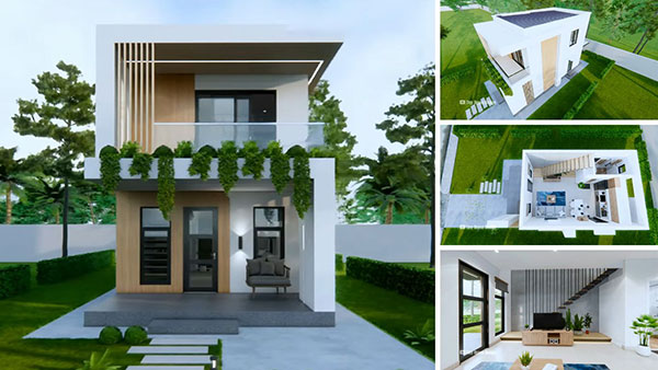 mẫu nhà 2 tầng đẹp giá 1 tỷ không gian xanh