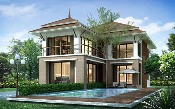 mẫu nhà biệt thự 2 tầng hiện đại