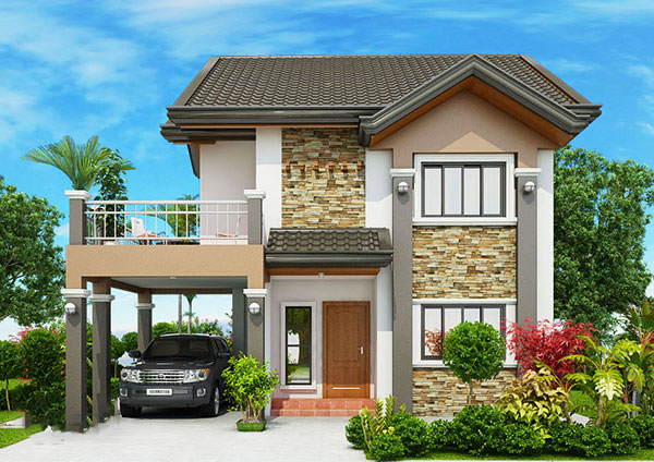 mẫu nhà biệt thự 2 tầng mái thái