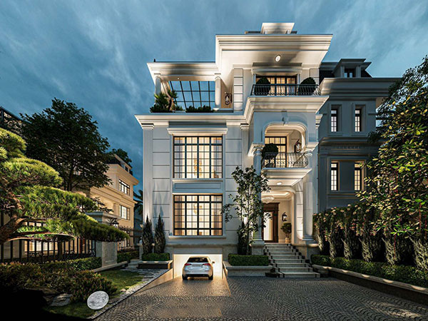 mẫu nhà biệt thự 3 tầng tân cổ điển đẹp