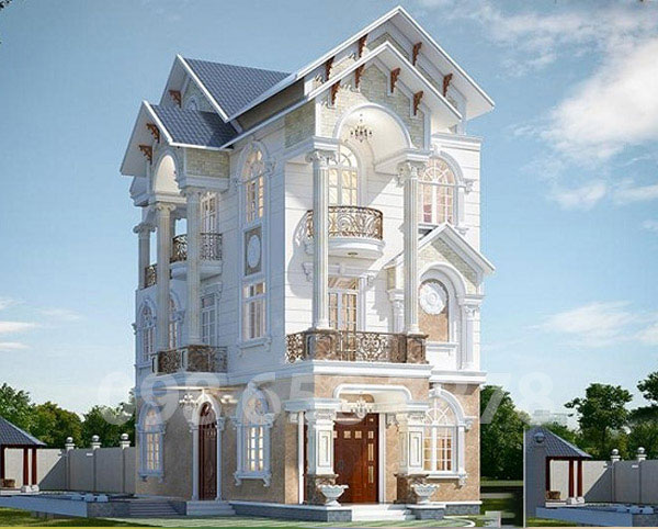 mẫu nhà biệt thự 3 tầng tân cổ điển hiện đại