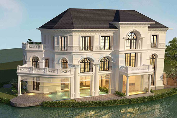 mẫu nhà biệt thự 3 tầng tân cổ điển nổi bật