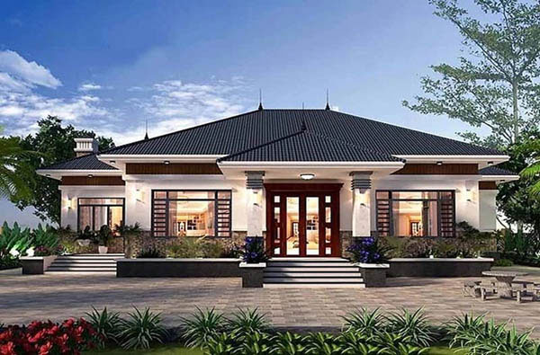 mẫu nhà cấp 4 mái thái ở nông thôn kiểu nhật