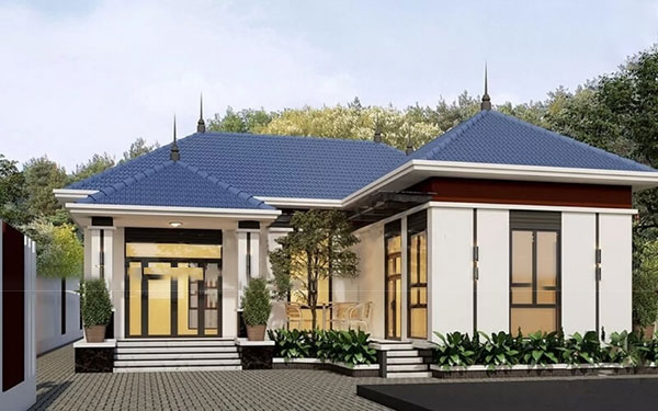 mẫu nhà cấp 4 mái thái ở nông thôn chữ L