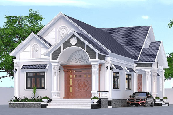 mẫu nhà cấp 4 mái thái ở nông thôn 2 mặt tiền