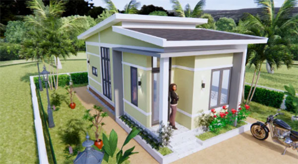 mẫu nhà ống 1 tầng nông thôn có sân vườn