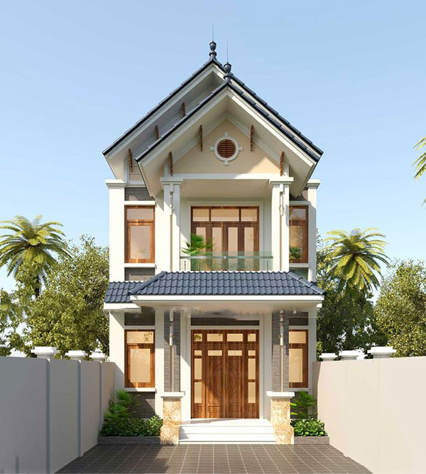 mẫu nhà ống 2 tầng mái thái 5x20m hiện đại