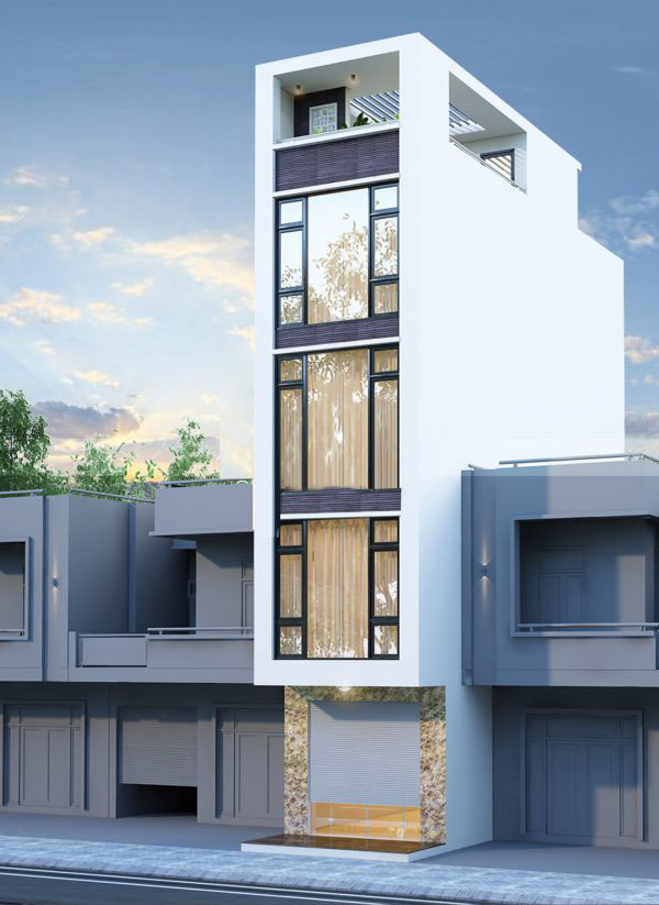 mẫu nhà phố không ban công đẹp