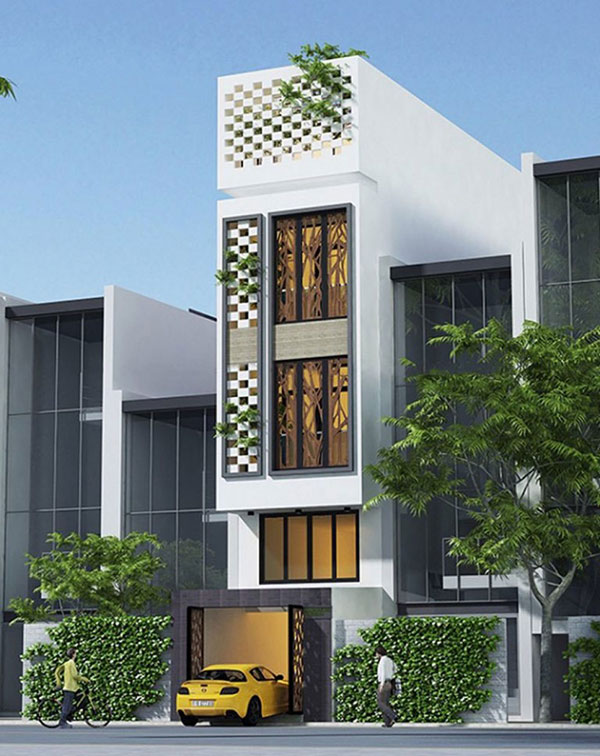 mẫu nhà phố không ban công tiện nghi