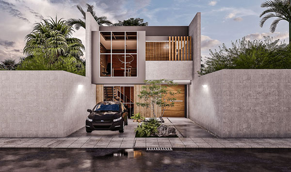 phong cách nhà phố 2 tầng hiện đại