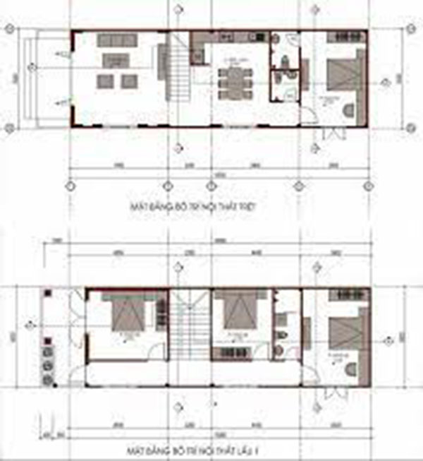 bản vẽ nhà ống 2 tầng nông thôn