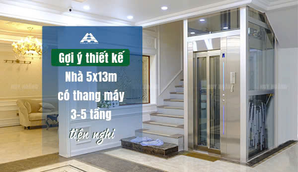 thiết kế nhà 5x13m có thang máy
