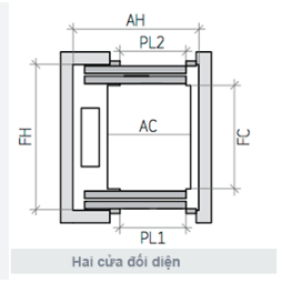 Thang máy 2 cửa đối diện 